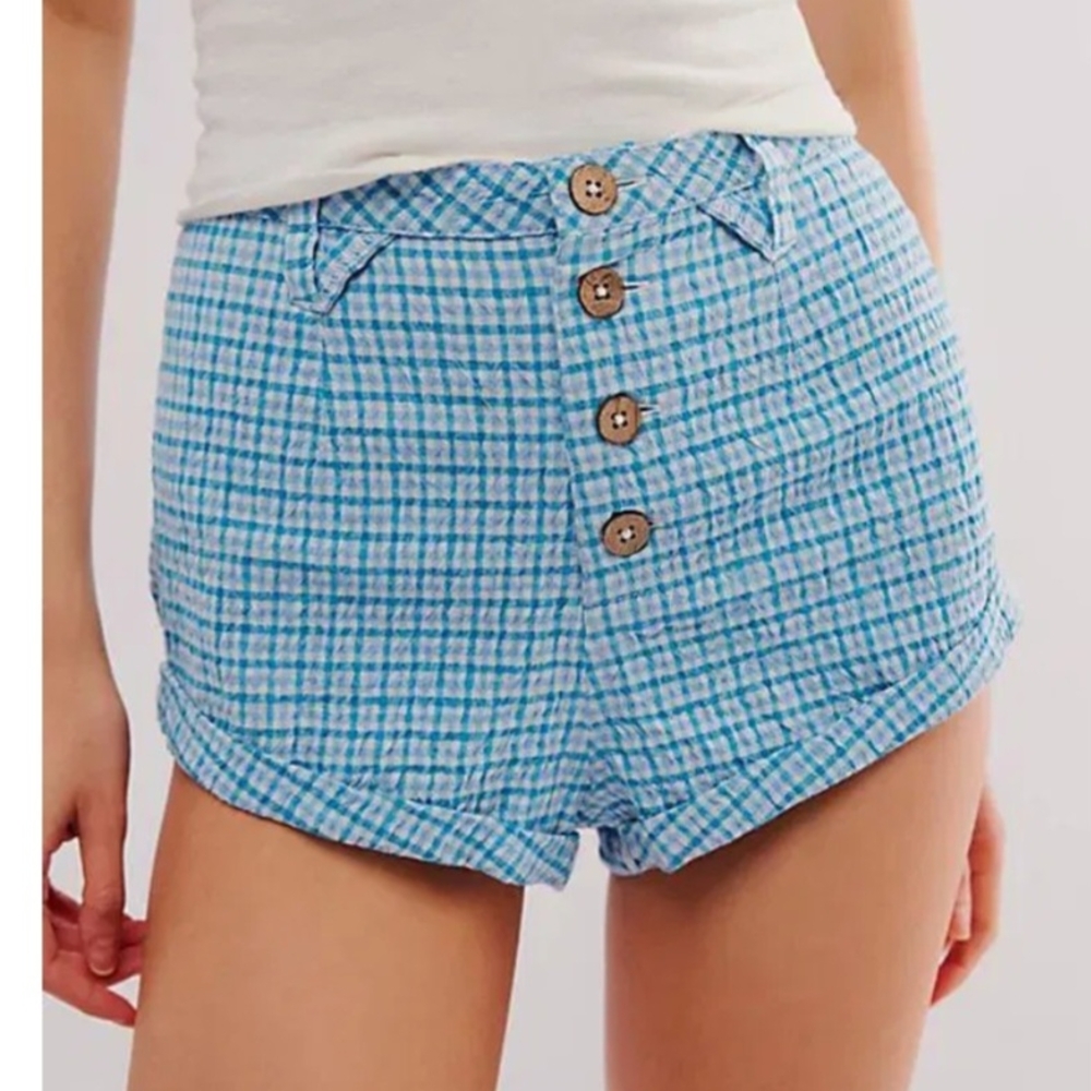 Free People "Checked Out Plaid" Micro Shorts NWOT - Picture 4 of 5